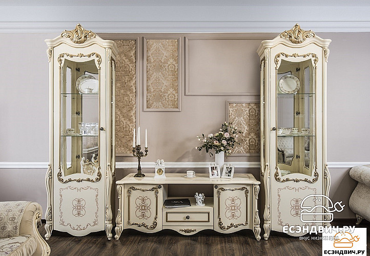 Комод/Тумба ТВ 1,7 "Джованни" (МДФ) (Крем Глянец/Патина/Лак) UgEn