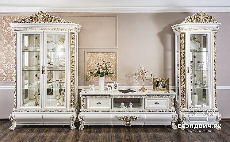 Комод/Тумба ТВ 2,03 "Франческо" (МДФ) (Крем Глянец/Патина/Лак) UgAl