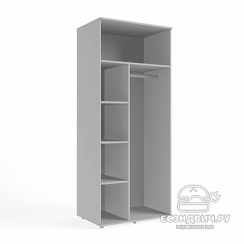 Шкаф 2-х дв. 0,8 прав. штанга/полки "Лаворо" (Анкор белый) D_Mi