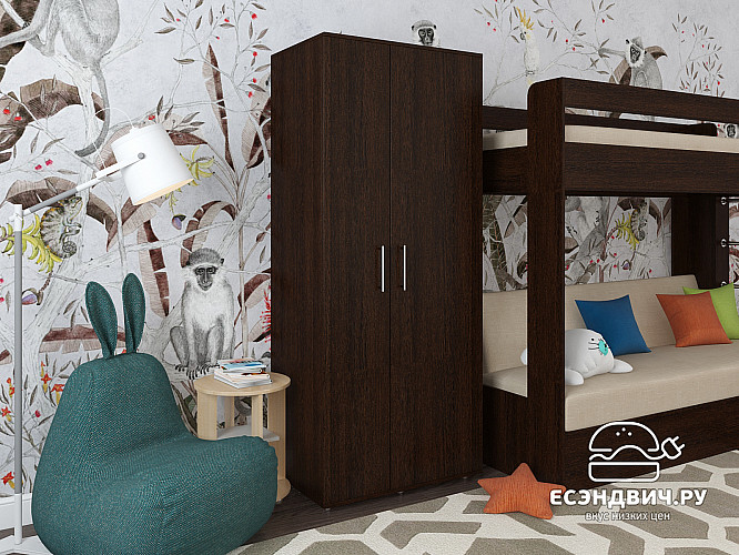 Шкаф 2-х дв. 0,8 прав. штанга/полки "Лаворо" (Венге) D_Mi