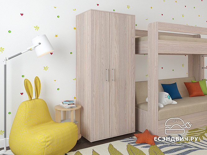 Шкаф 2-х дв. 0,8 прав. штанга/полки "Лаворо" (Анкор светлый) D_Mi