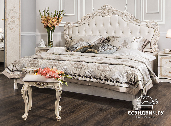 Спальный гарнитур 3 предм. (180) "Клео" (МДФ) (Корень крем глянец/Патина/Шелкография/Лак) UgPt/4