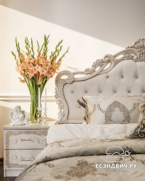 Спальный гарнитур 3 предм. (180) "Клео" (МДФ) (Корень крем глянец/Патина/Шелкография/Лак) UgPt/4