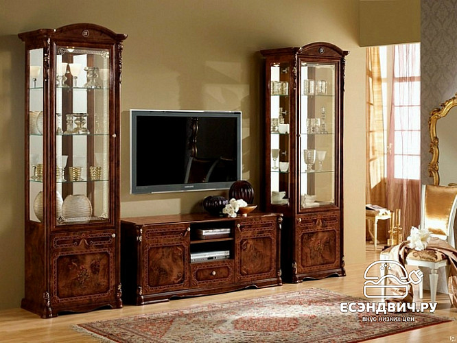 Тумба под ТВ "Виктория" (МДФ) (Орех глянец/Шелкография) Dm/Rz