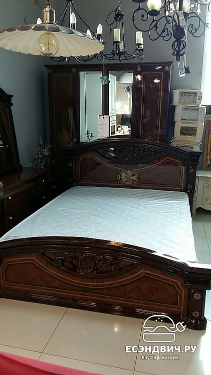 Кровать 1600 "Севилья" (МДФ) (Орех глянец/Шелкография) Dm/Rm