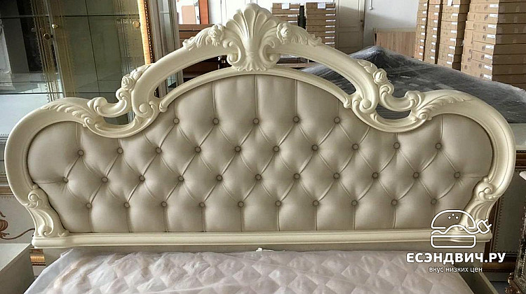 Кровать 1800 с подъемн.мех-м "Женева" (МДФ) (Бежевый глянец/Шелкография/Экокожа) Dm/Ir