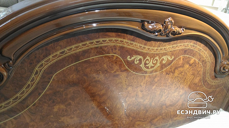 Кровать 1600 с подъемн.мех-м "Женева" (МДФ) (Орех глянец/Шелкография) Dm/Ir