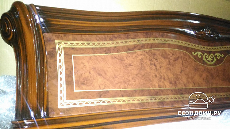 Кровать 1600 с подъемн.мех-м "Женева" (МДФ) (Орех глянец/Шелкография) Dm/Ir