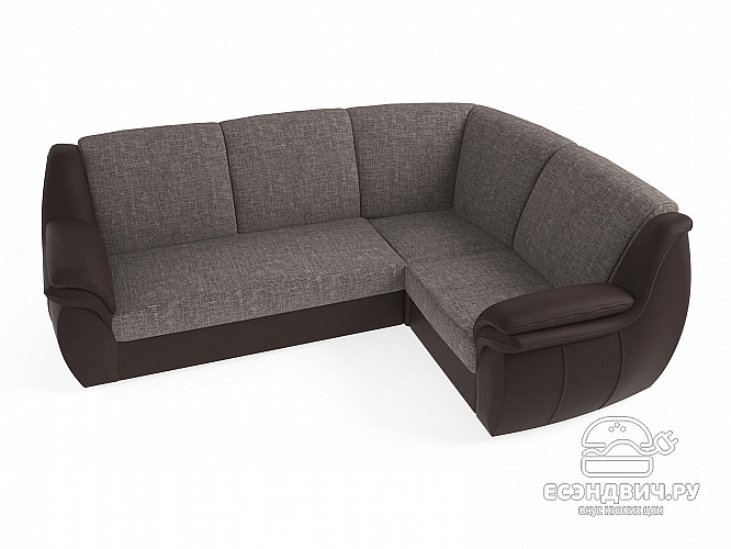 Диван угловой Дакота (Рогожка Savana Latte (AT)/Иск.кожа Teos Dark Brown (AT)/Рогожка Savana Latte (AT)