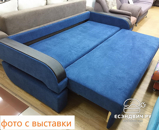 Диван-еврокнижка Диего (Рогожка Alba Cream (AT)/Иск.кожа Teos Dark Brown (AT)/Рогожка Alba Cream (AT)/МДФ Венге