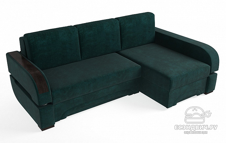Диван угловой (универс.угол) Диего (Замша Sydney Atlantic (AT)/МДФ Венге)