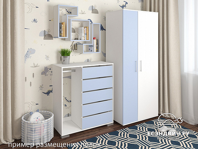 Полка навесная квадро "Лаворо" (Анкор белый/Бетон пайн экзотик) D_Fh