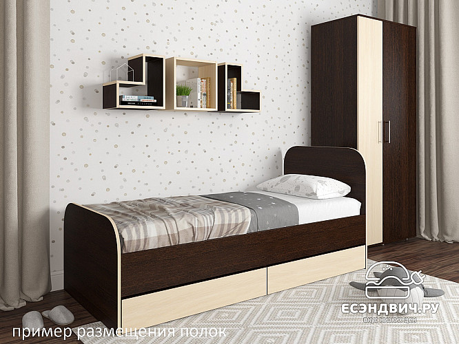 Полка навесная квадро "Лаворо" (Анкор белый/Бетон пайн экзотик) D_Fh