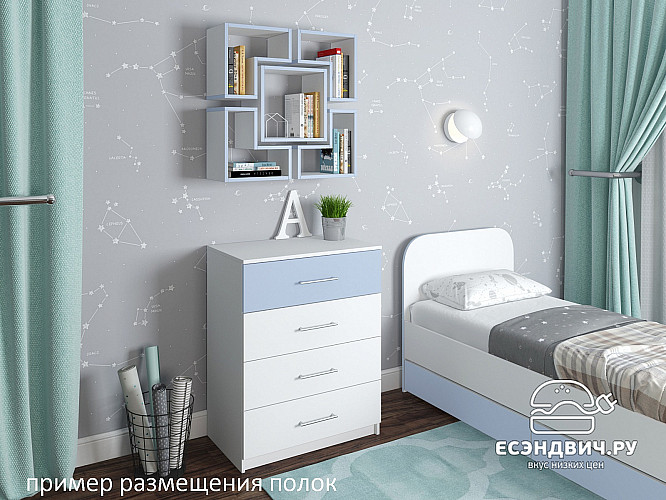 Полка навесная квадро "Лаворо" (Анкор белый/Бетон пайн экзотик) D_Fh