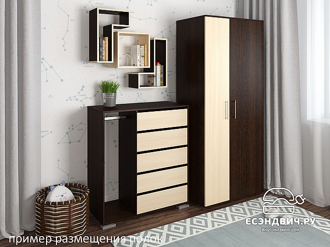 Полка навесная квадро "Лаворо" (Анкор белый/Бетон пайн экзотик) D_Fh