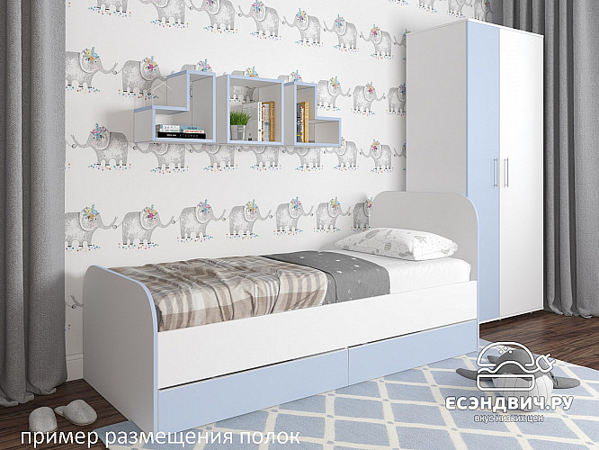 Полка навесная квадро "Лаворо" (Анкор тёмный/Аква) D_Fh