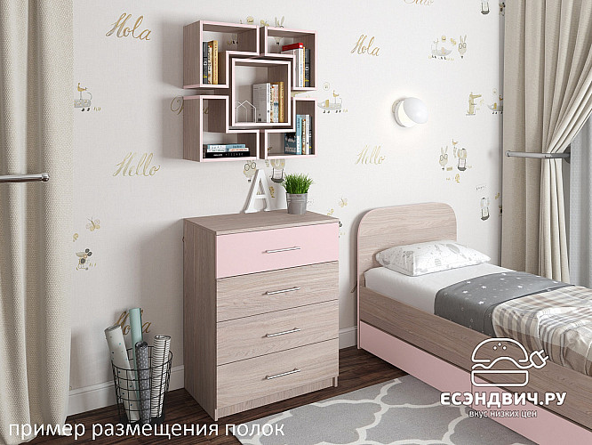 Полка навесная квадро "Лаворо" (Белый/Серенити) D_Fh