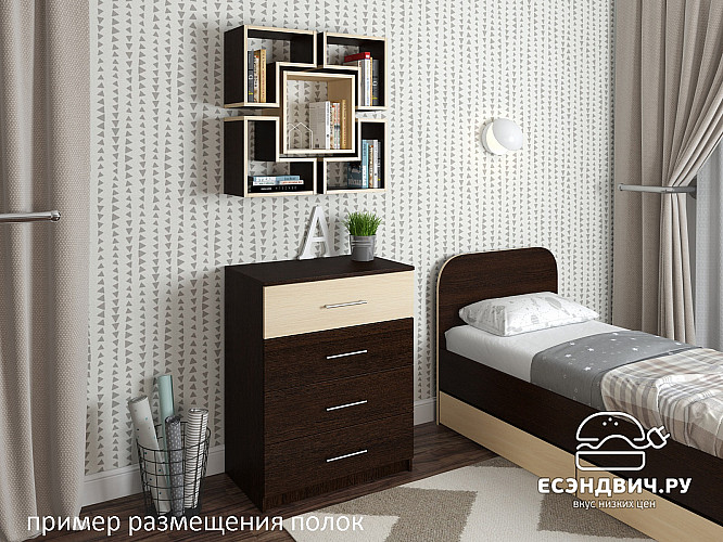 Полка навесная квадро "Лаворо" (Венге/Венге) D_Fh