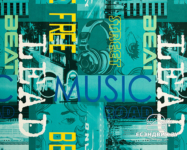 Диван клик-кляк Loft (Принт Music Azure (AT)/Велюр Vital Pacific (AT)