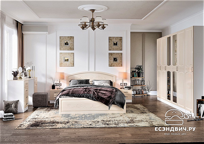 Зеркало навесное "Париж" (МДФ) (Жемчуг) EsandwichИЦВ-ЗН