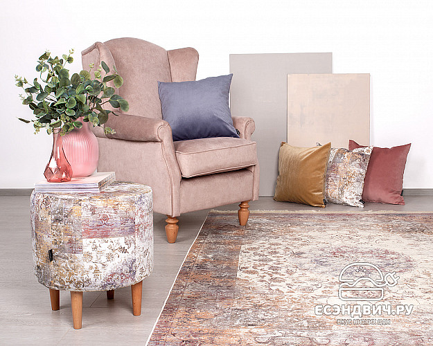 Банкетка круглая "Эмбер" (MARO VERDI/Бук) -Arb/Сп