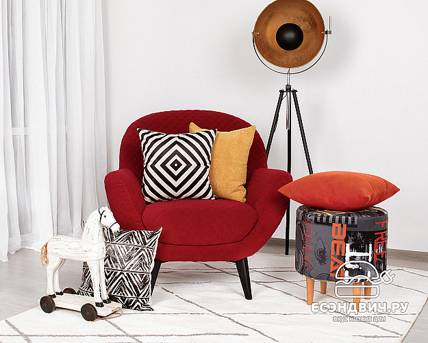 Банкетка круглая "Эмбер" (MUSIC GRAFIT/Бук) -Arb/Сп