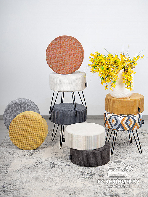 Банкетка ferro "Эмбер" (ZOOM RHOMBUS ORANGE/Металл черный) -Arb/Мт