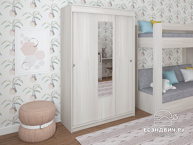 Шкаф-купе 1,3 "Лаворо" (Ясень-шимо светлый/Ясень-шимо светлый) D