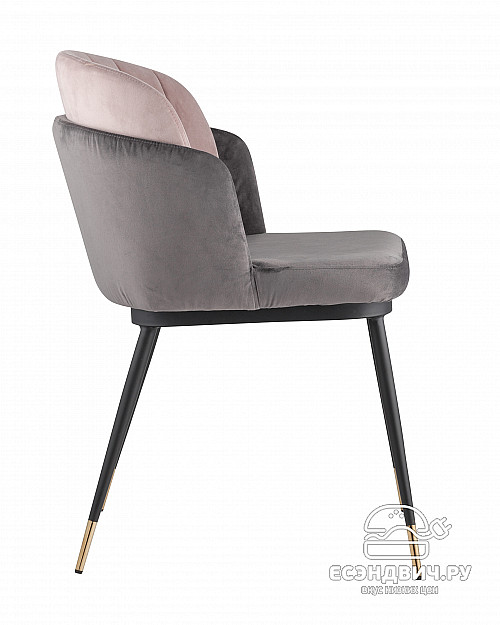 Стул "Альба" (Велюр Темно-серый/Велюр Розовый/Металл Черный)/SG/Pnl
