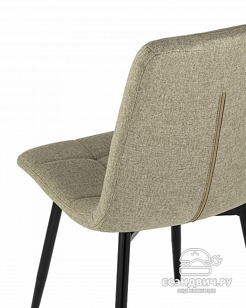 Стул "Отто" (Рогожка Тёмно-бежевая/Металл Черный)/SG/Vlt