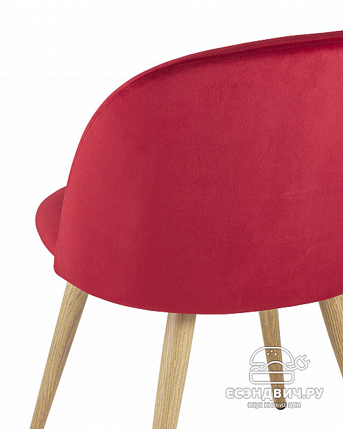 Стул "Саймон" (Велюр Красный/Металл имитация дерева)/SG/Ln
