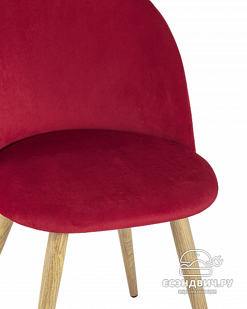 Стул "Саймон" (Велюр Красный/Металл имитация дерева)/SG/Ln