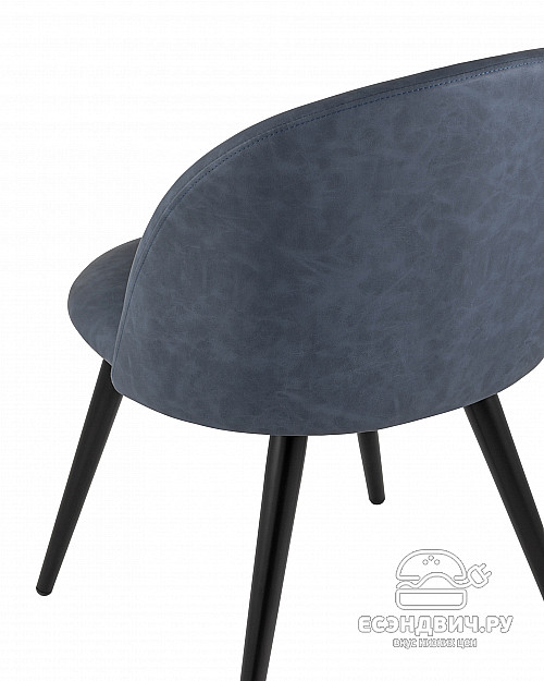 Стул "Саймон" (Экокожа Синяя/Металл Черный)/SG/Ln