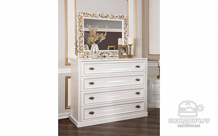 Зеркало "София" (МДФ) (Белый глянец/Патина/Лак) UgNt