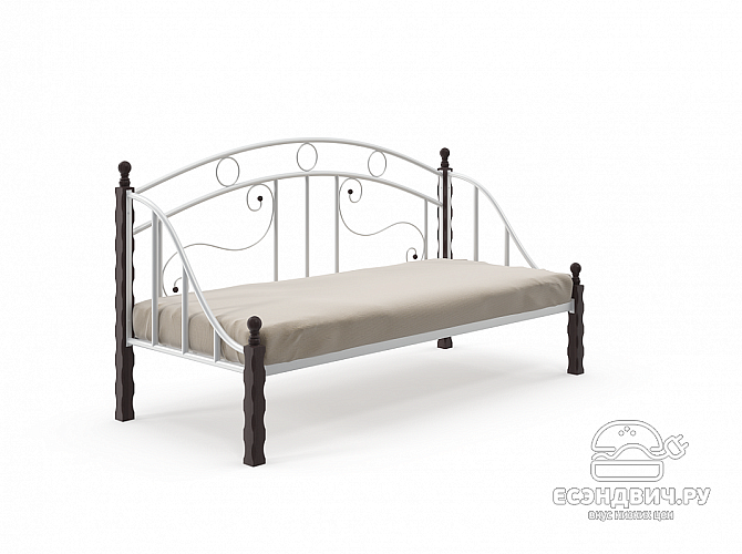 Кровать 900 T salsa "Ларго"(Металл Белый глянец/Дерево цвет черный)-MS/Слс2