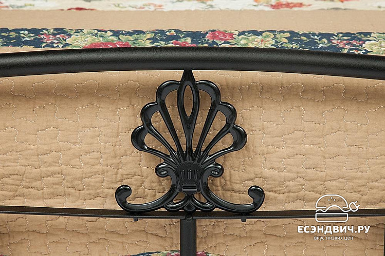 Кровать 900 "Руби" (Металл Черный/Дерево цвет Красный дуб) Tch/9894