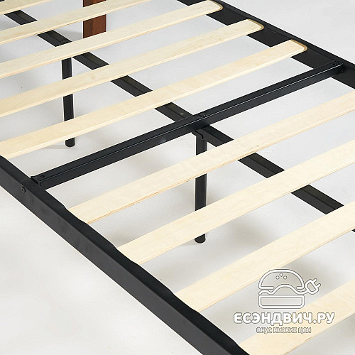 Кровать 900 с ортопед.осн. "Мирра" (Металл Черный/Дерево цвет Красный дуб) Tch/14013