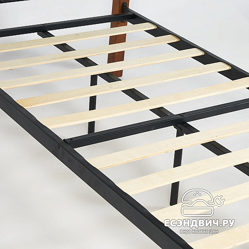 Кровать 900 с ортопед.осн. "Руби" (Металл Черный/Дерево цвет Красный дуб) Tch/14001