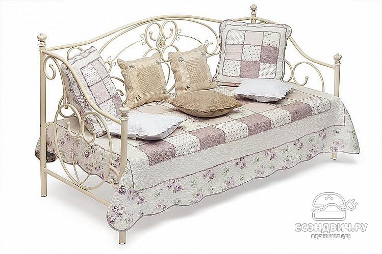 Кровать 900 с ортопед.осн. "Филлис" (Металл цвет Античный Белый) Tch/9073