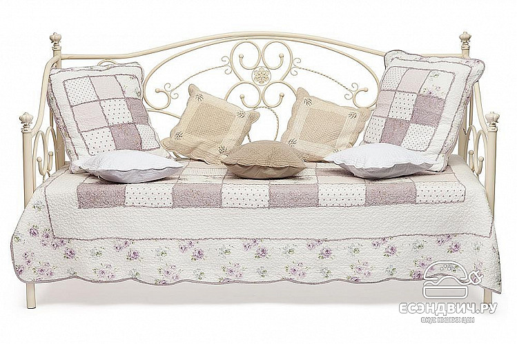 Кровать 900 с ортопед.осн. "Филлис" (Металл цвет Античный Белый) Tch/9073