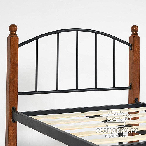 Кровать 900 с ортопед.осн. "Теона" (Металл Черный/Дерево цвет Красный дуб) Tch/14007