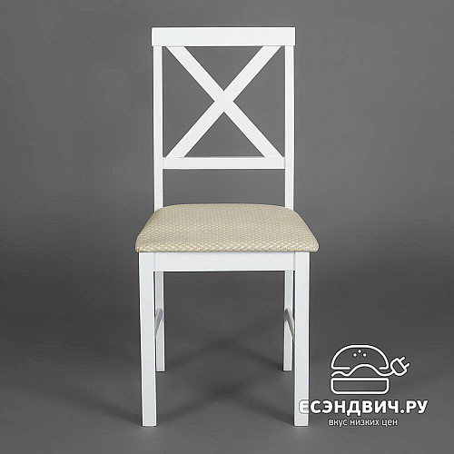 Обеденная группа "Виго" (Дерево цвет Белый/МДФ/Ткань Кремовая) Tch/13211