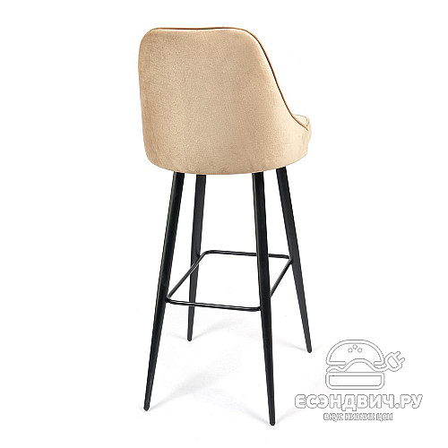 Стул барный "Фьюжн" (Велюр Бежевый/Металл Черный) Tch/14349