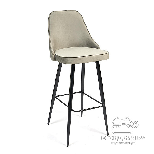 Стул барный "Фьюжн" (Велюр Серый/Металл Черный) Tch/14345