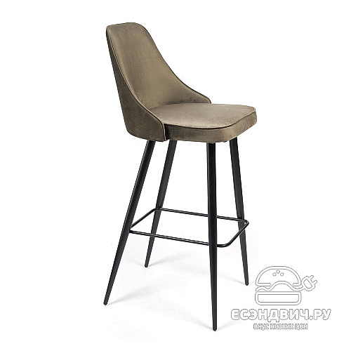 Стул барный "Фьюжн" (Велюр Темно-серый/Металл Черный) Tch/14346
