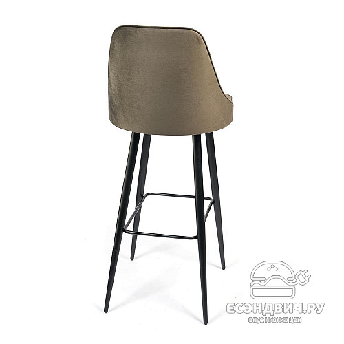 Стул барный "Фьюжн" (Велюр Темно-серый/Металл Черный) Tch/14346
