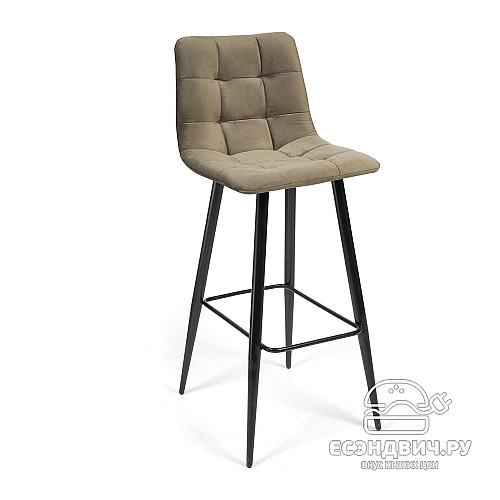 Стул барный "Чили" (Велюр Темно-серый/Металл Черный) Tch/14351