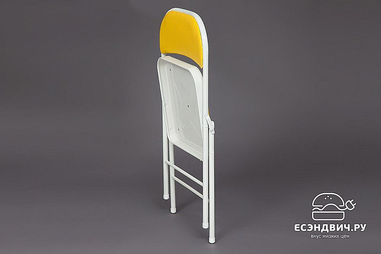 Стул складной "Фолд" (Экокожа Желтая/Металл Белый) Tch/11728