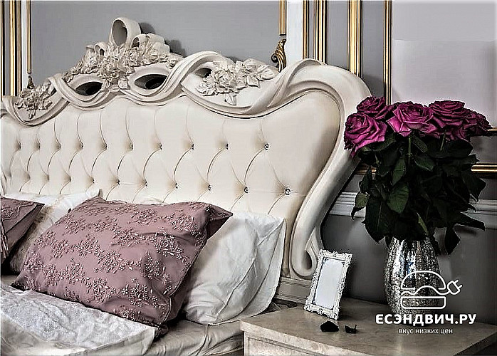 Кровать 1800 "Таис" (МДФ) (Корень ясеня/Патина/Лак/Бархат) UgAf