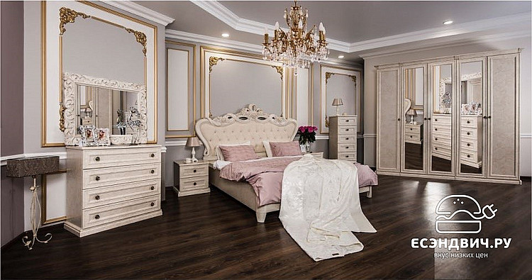 Кровать 1800 "Таис" (МДФ) (Корень ясеня/Патина/Лак/Бархат) UgAf